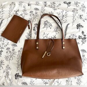 Calvin Klein Reversible Tote Bag - LARGE Camel Brown & Blk - LAST CHANCE